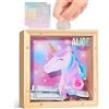 MHJY Salvadanaio per Bambini in Legno Salvadanaio A Forma Di Unicorno Con Adesivi Dell'alfabeto Fai Da Te