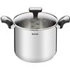 Tefal Emotion Emotion - Olla de acero inoxidable (22 cm / 6 L, difusión de calor homogénea, diseño elegante, asas robustas, tapa de cristal, inducción E3016104