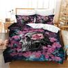 Leleyouzer Copripiumino Teschio 135×200cm,Biancheria da Letto per Giovani Adulti,Motivo Teschio Gotico,Set Biancheria da Letto Teschio con Due Federe 50×75cm(K3)