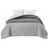 INTRECCI Trapunta Matrimoniale Invernale 250x250 cm In Tessuto Sherpa Agnellato Calda Coperta Autunno Inverno Piumone In Morbida Microfibra Anallergica Antiacaro (Grigio/Titanio)