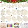 RURIZHONGTIAN 354 ciondoli in legno per dipingere Natale, per bambini, per Natale, per l'albero di Natale, per dipingere, albero di Natale, in legno, decorazione natalizia fai da te.