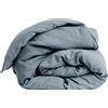 MLH MY LINEN HOME My Linen Home Copripiumino in Lino Lavato (100% Stonewashed) Piumino singolo 150x200 cm, Blu grigio I Ipoallergenico, Termoregolazione e Traspirazione I Lavabile in lavatrice