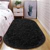 Treer Tappeto Ovale Salotto Moderno Pelo Corto Lavabile Morbido Tappeti per Soggiorno Tappeti per Interni Morbidi Tappeti, per Divano Camera da Letto Home Decor (Nero,80x160cm)
