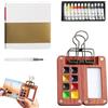 Fangehong 15 Colori Tavolozza per Acquerello Portatile, Tavolozza da Disegno, Mini Tavolozza da Viaggio per Pittura ad Acquerello, Mini Tavolozza Magnetica in Legno per Artisti, Principianti (8 Griglie)