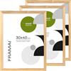 FRAMAI Cornice portafoto 30 x 40/3 x, in legno naturale, cornice in vero legno, cornice con plexiglass infrangibile, gancio e espositore