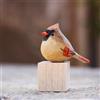TALKLEK Figurine di uccelli in legno intagliate a mano, statua creativa di piccoli uccelli per la decorazione della casa, regali per gli amanti degli uccelli (cardinale femminile)