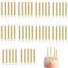 JJiaoLinin Candele di Compleanno,50 Pezzi Candela Compleanno a Spirale,Metallico Candeline Compleanno con Supporti per Nuziale La Festa di Compleanno Decorazione della Torta Forniture (Oro)