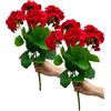 POTRUWE Gerani artificiali in seta, piante di geranio, gerani rossi, geranio in finta seta, cespugli floreali per vasi da esterni, decorazione per interni, giardino, patio, tavolo (rosso)