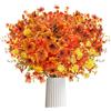 KUKKUME Fiori artificiali, autunno, 8 mazzi di fiori artificiali, autunnali, bouquet di eucalipto, fiori finti, piante, rami, decorazione autunnale, fiori artificiali, per interni, esterni, tavolo