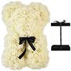 NWSX Orso di rose - Orsacchiotto rosa su ogni rosario - Orso floreale perfetto per anniversari, mamme - Confezione regalo trasparente inclusa - 10 pollici (bianco latte)