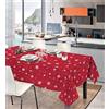 IlGruppone Tovaglia Natalizia in Cotone Rettangolare Varie Fantasie Natale Fiocchi di Neve,Gnomi Made in Italy Proteggi Tavolo Disponibili in più Misure - Fiocchi Rosso - 6Posti(140x180)