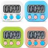 Birshe Timer da Cucina 4 Pezzi Digitale Con Magnetico e Supporto, Allarme Forte, Conteggio e Conto Alla Rovescia per Cottura al Forno, Studio, Allenamento Fisico