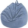 FANSU Copertura per Poltrona Sacco Puff Senza Riempimento, Pigro Poltrona Velluto a Coste Pouf per Adulti e Bambini (85x110cm, Blu Grigio)