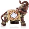 HERCHR Fortunato Ricchezza Statua di Elefante con la Proboscide Alzata, Feng Shui Elefanti Statua Decorativa Da Interno, Venatura del legno Soprammobili Moderni Salotto(S)