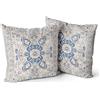 Snylcce Set di 2 federe decorative quadrate in stile bohémien, 50 x 50 cm, per divano, auto, per esterni, casa, letto, soggiorno, divano (ceruleo)