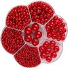 Eterspr 1150 Pezzi Rotonde Perle Rosso, Perline Vetro con Perle 3/4/5/6/8/10/12mm, per Bracciali, Orecchini, Collane, Gioielli e Vestiti (Rosso)