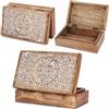 Ajuny Scatola Portaoggetti Decorativa Intagliata a mano in Legno con Motivo Floreale Multiuso Organizer per Ricordi collane Orologi Ideale per Regali 8x5 pollici
