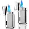 Futlidys 2 Pack Mini Torcia Accendino Butano Ricaricabile, Doppia Fiamma con Finestra Visibile, Jet Regolabile, Grandi Regali per Uomini e Donne, Senza Gas