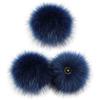 YOURPAI Palla di pompon, 3 pezzi 10 cm, pallina di pelo colorata fai da te con pulsante per cappelli, scarpe, sciarpe, blu scuro