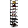 Relaxdays Scarpiera a 8 Ripiani in Stoffa, Scaffale Slim HxLxP: 140 x 33 x 33 cm, Portascarpe Salvaspazio a Colonna