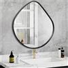AOAOPQ Grande specchio da parete asimmetrico nero - specchio decorativo a forma di diamante - cornice in metallo - per camera da letto, bagno, soggiorno, ingresso, 48 x 50 cm