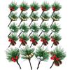 RHQFDM 20 Pezzi Rami di Pino Artificiali Naturali con Bacche Rosse e Pigne,Piccoli Rami Natalizi Decorativi,Per Ghirlande Natalizie fai da te,Matrimoni Invernali(4 Stili)