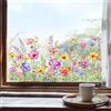 Supzone Adesivi Finestra Fiori selvatici Vetrofanie Fiori Multicolori Decorazioni Primavera e Estate, Decorazioni per Vetri Anti-Uccelli Adesivi Statici per Finestre