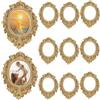 PRETYZOOM Set Di 12 Mini Cornici Dorate in Resina Per Foto Accessori Fai-Da-Te Con Design Vintage Perfette Per Decorazioni Casa Progetti Creativi E Artigianato Manuale