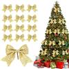 FePen Fiocchi Albero di Natale, 12 Pezzi Fiocchi Natalizi Glitterati, Decorazioni Albero di Natale, Addobbi Albero di Natale, per Natrimoni, Celebrazioni, Regalo Decorare (Oro)