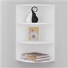 WOLTU Mensola Angolare da Muro, Libreria da Parete a 4 Ripiani, Scaffale Angolare da Parete, per Soggiorno, Camera da Letto, Cucina, in Legno, Libreria Bianca, RG9512ws