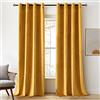 Woaboy Tende Oscuranti in Velluto Tenda in Velluto Camera da Letto Termiche Isolanti Tende per Interni Elegante 2 Pezzi Tenda Opache Modello 140x225cm Giallo