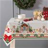 Vionara Home Tovaglia Natalizia in Cotone, Stampa Digitale ad Alta Definizione, Rettangolare, per 6, 12, 18, 24 Persone, Copritavolo di Natale, 75% Cotone e 25% Poliestere (Winter House, x24 (140 x 360 cm))