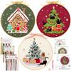 JSRQT 3 Pezzi DIY Kit di Ricamo Starter Natale Set da per Principianti Adults Christmas a Mano a Punto Croce Artigianale con Istruzioni Embroidery Artigianato