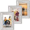 Victor cornice portafoto "Vincent" marrone 10x15 cm set da 3 - stile casa di campagna vintage - vetro acrilico infrangibile - decorazione per la casa