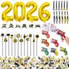 Dongcill 38 Pezzi Decorazioni Capodanno 2026, Anno Nuovo 2026 Photo Booth Accessori, Cerchietti per Capelli Happy New Year, Cannone Spara Coriandoli, 2026 Capodanno Festa Photo Booth