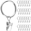 Caianwin 25 anelli per tende in metallo con clip, diametro interno 32 mm, per asta finestra, porta, tenda da doccia (argento)