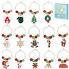 SUNNYCLUE 1 scatola 14 set di Ciondoli per Bicchiere di Vino di Natale Perline Verdi Rosse Cerchi di Perline Ciondoli Smaltati di Natale Marcatori di Bicchieri di Vino Assortiti Anelli di Fascino Iden