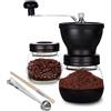 PARACITY Macinacaffè Manuale con 2 Barattoli di Vetro (325ml Ciascuno), Macinacaffè Manuale a Mano con Nuclei di Macinazione in Ceramica, Macinacaffè Portatile Piccolo con Pennello