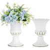 Sziqiqi Piccoli Vasi in Metallo Bianco, 2 Pezzi Vaso per Tromba per Centrotavola di Casa Decorazione, Vasi per Fiori per Cerimonia di Anniversario Matrimoni Ufficio Soggiorno Camera e Cucina, 23cm