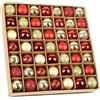 GESDYO - Set di 49 palline per albero di Natale, infrangibili, da 3 cm, in plastica, con cordoncino (Rosso, Oro) - Decorazioni assortite per Natale, a forma di stella, fiocco di neve e ghiacciolo, per