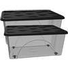 COSE DA CASA 2 Scatole Multiuso 60x40x25 Organizer Box Portaoggetti Contenitore 45 LT STORAGE Salvaspazio con Coperchio Nero e 4 Ruote Sovrapponibile cassa organizzazione cesta indumenti Casa Bagno Ufficio