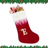 Alederways Calze di Natale, 56 cm, rosse con monogramma lavorato a maglia, calze ricamate personalizzate, calze natalizie in velluto lavorato a maglia, calze rosse da appendere al caminetto, per