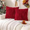 QKTYB Federe Cuscini Natalizi Per Divano Set Di 2, Pile Corallo Federe Natalizie 45x45cm, Fiocco Di Neve E Albero Copricuscini Natalizi Per La Decorazione Natalizia Del Divano Letto (Rosso)