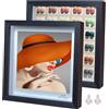 Houstimi Cornice portafoto 3D nera, quadrata, 20 x 20 cm, confezione da 2 pezzi, realizzata in legno massiccio e vero vetro, profondità 1,5 cm
