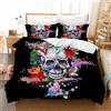 Leleyouzer Copripiumino Teschio 135×200cm,Biancheria da Letto per Giovani Adulti,Motivo Teschio Gotico,Set Biancheria da Letto Teschio con Due Federe 50×75cm(K4)