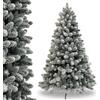 acquaverde Albero di Natale Innevato 210 cm, Realistico e Super Folto, 1163 Rami con Apertura ad Ombrello, Abete Artificiale Ignifugo, In PVC, Verde e Bianco, Facile da Montare, con Base in Metallo