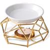 Aoreun Bruciatore di essenze, Brucia Essenze in Metallo Olio Diffusore a Candela geometrici per aromi con ciotola in ceramica Elegante olio profumato romantico per candele bruciatori a olio, oro