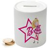 irpot Salvadanaio Personalizzato con stampa a scelta e nome in ceramica bianca idea regalo per bambini ragazzi (Barbi)