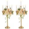 Nuptio Oro Candelabri Centrotavola 5 Candele: 71cm Set di 2 Portacandele da Terra Alto, Metallo Candelabro Portacandele Retrò per Casa Matrimonio Natale Halloween Compleanno Anniversario