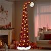 Yallmie 150cm/5FT Albero di Natale Artificiale, Pieghevole Albero di Natale con luci LED 50er e Paillettes, Illuminato Pop Up Christmas Tree Slim a Spirale Decorazioni per Interni Feste (Rosso-B)